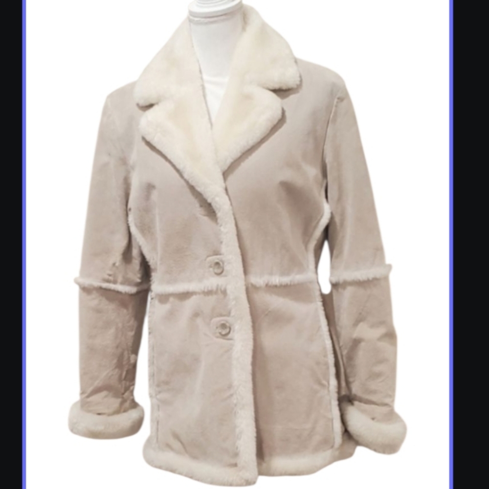 Beyond  California  vintage  Y2k 90's genuine leather faux fur  coat